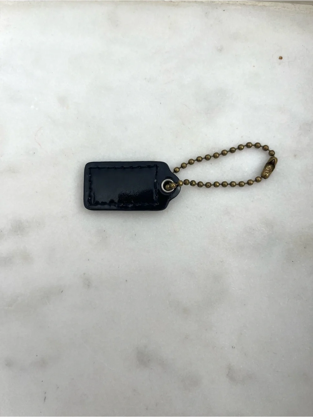 COACH Mini Patent Leather Hang Tag, Black with Contrast Stitching